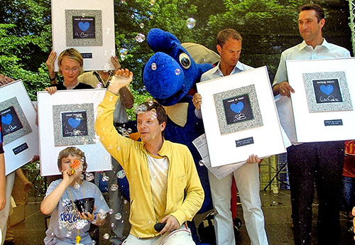 2006, Conny Pohlers, Franz Beckenbauer, Frank de Boer, Michael Preetz und Jugendtrainer Uwe Schneider vom 1.FC Union Berlin